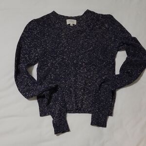 Wilfred Wool Blend Cropped Navy Speckled Crew Neck Sweater